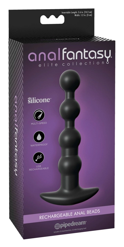AFE Intimate Silicone Anal System – Silikonowy Koralikowy Korek Analny z Wibracjami Czarny