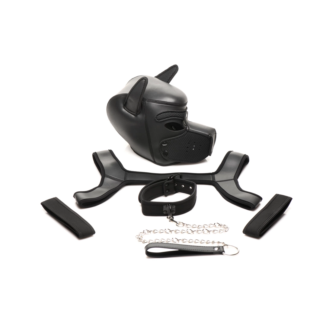 XR Brands Full Pup Gear Set Black – Neoprenowy Zestaw Pup Play