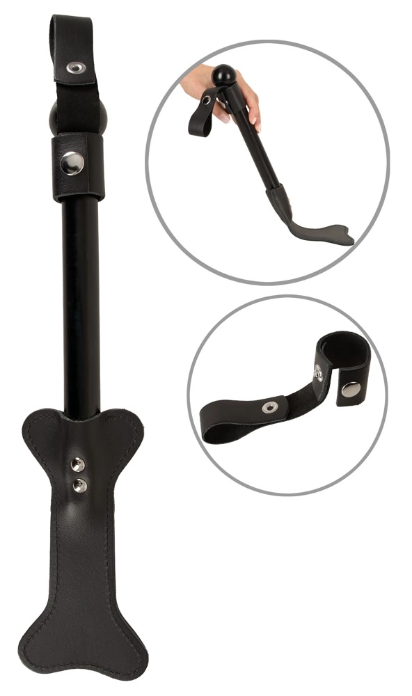ZADO Leather Paddle Dog Bone Shape Black 38 cm