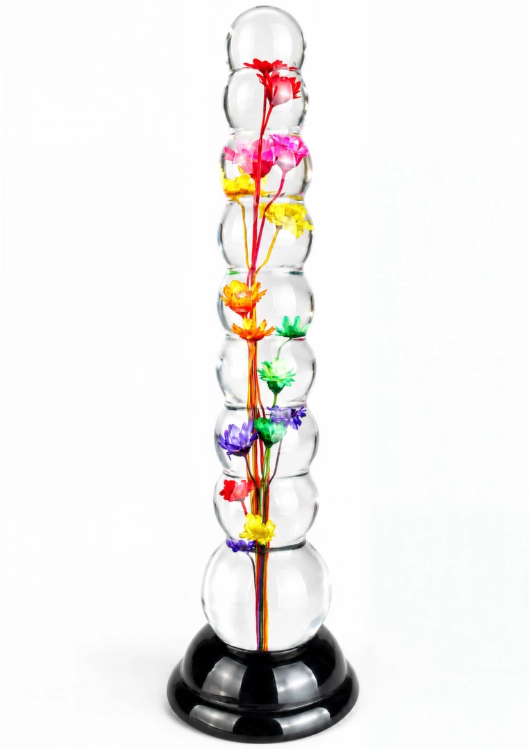 Bloome Everlasting Bloom Beaded Dong 20 cm z kwiatami, przezroczysty
