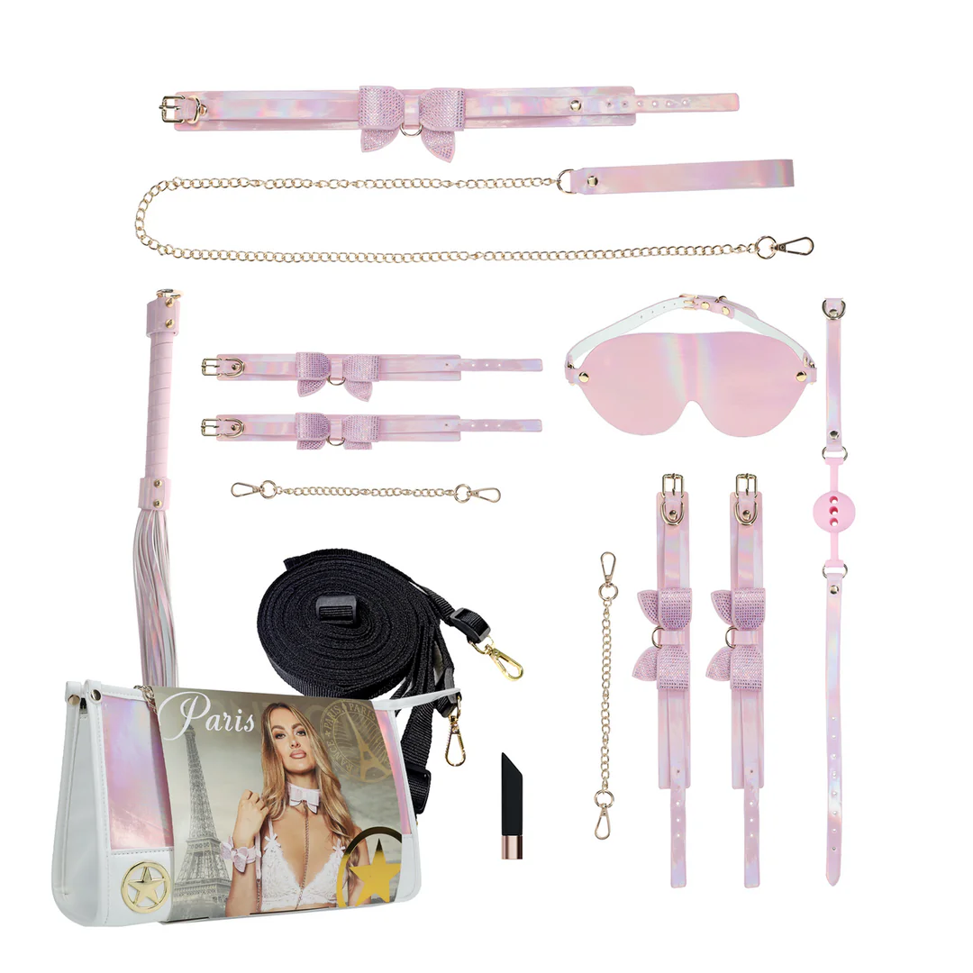Ouch! Paris Collection – Zestaw do krępowania z torebką i wibratorem, różowy