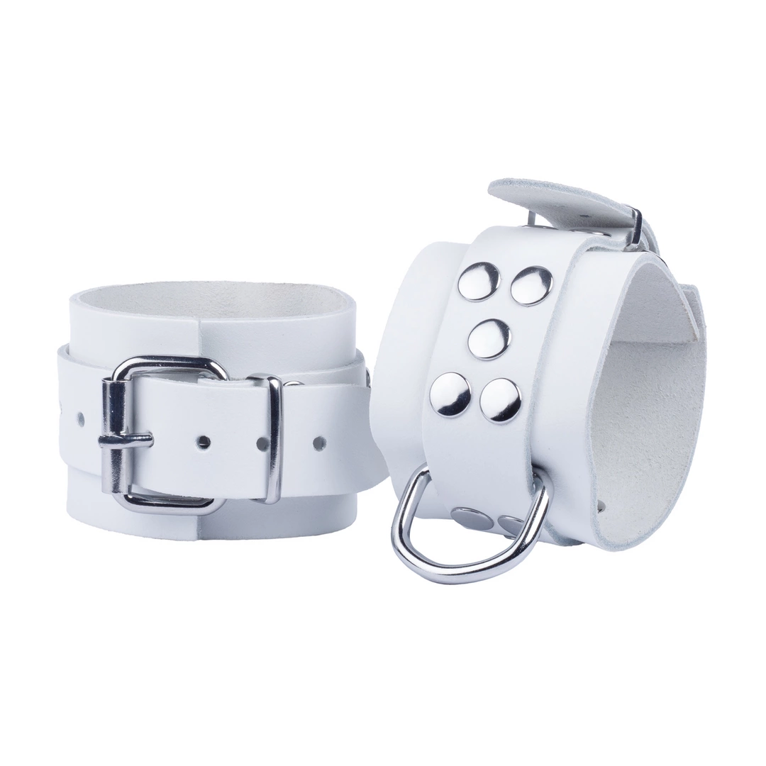 Ultra Leather White Restraints - Skórzane mankiety z bydlęcej skóry
