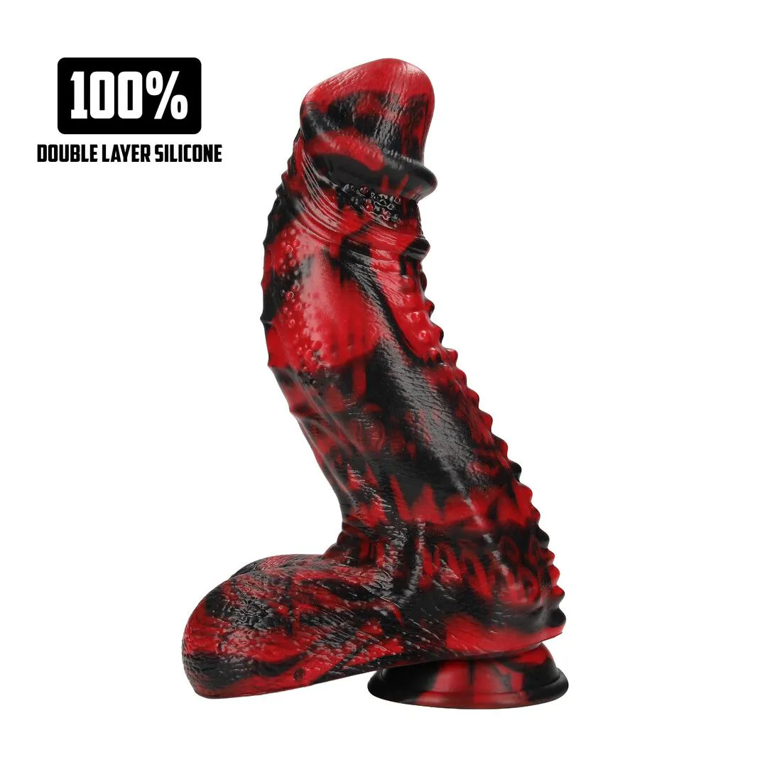 Dark Lycan Spawn – silikonowe dildo – czerwono-czarne