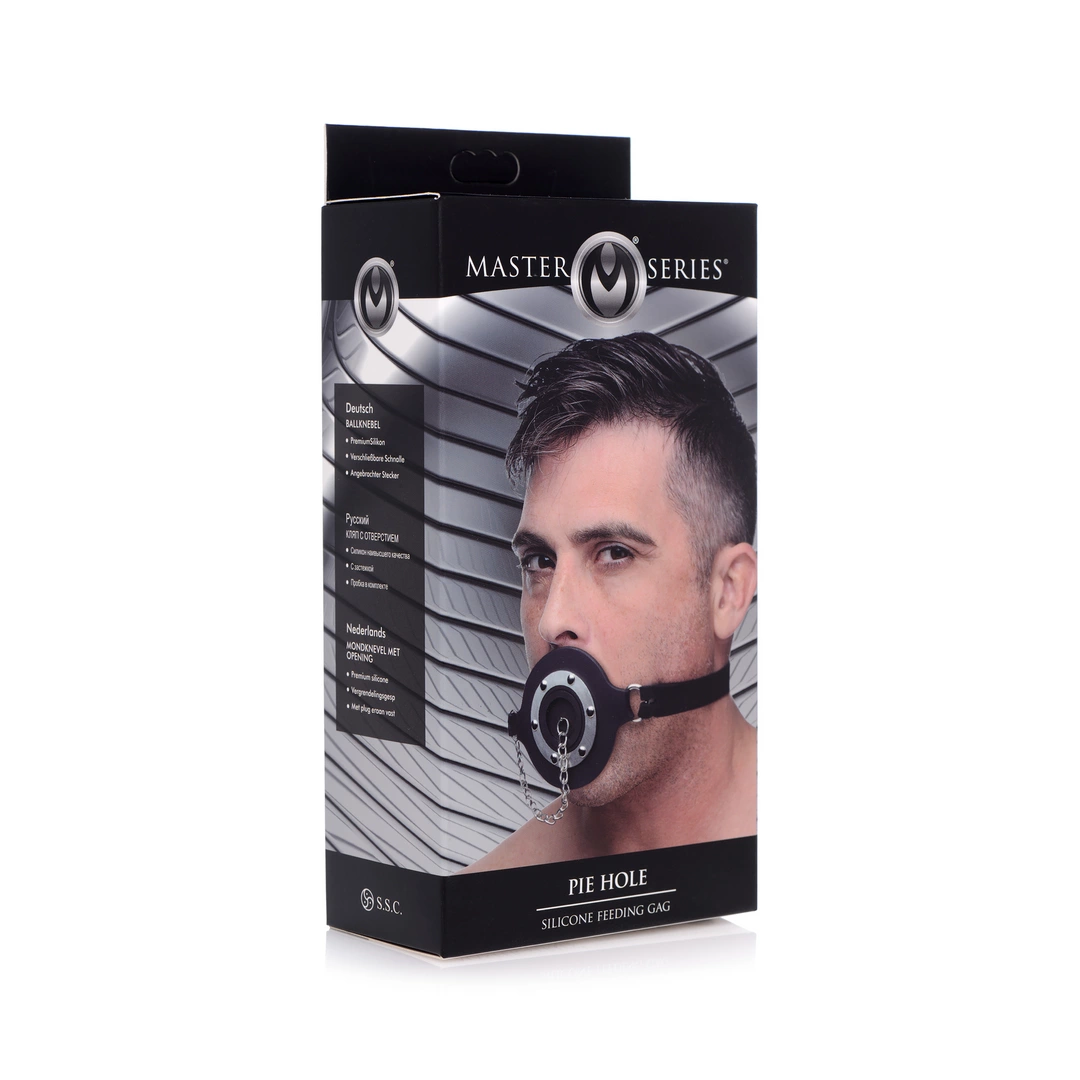 Silikonowy gag z odpinanym korkiem Pie Hole Black